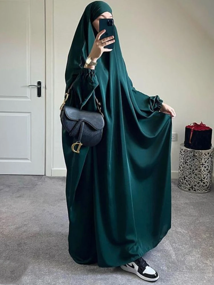 Kadınlar için Jilbabs Namaz Konfeksiyon Müslüman Gevşek Abaya Khimar Elbise Türkiye Jilbab Ramazan Bayram İslam Giyim Djellaba Burka Peçe - 1
