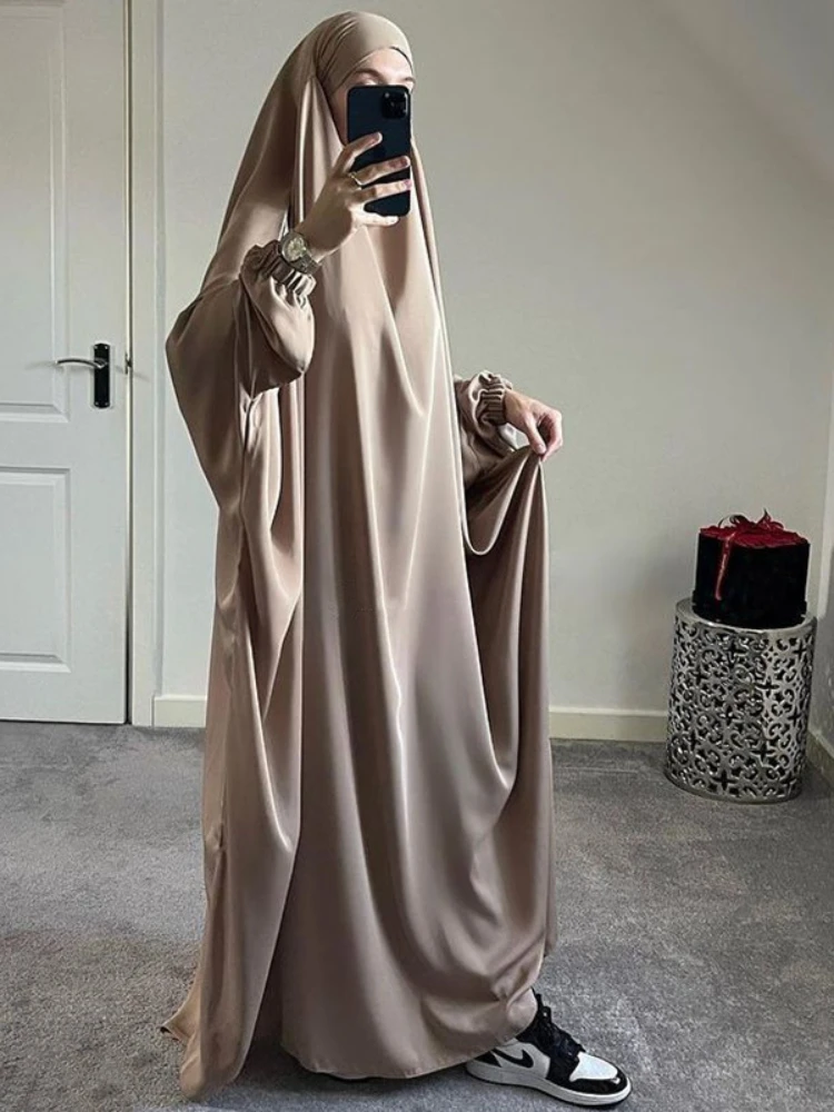 Kadınlar için Jilbabs Namaz Konfeksiyon Müslüman Gevşek Abaya Khimar Elbise Türkiye Jilbab Ramazan Bayram İslam Giyim Djellaba Burka Peçe - 2