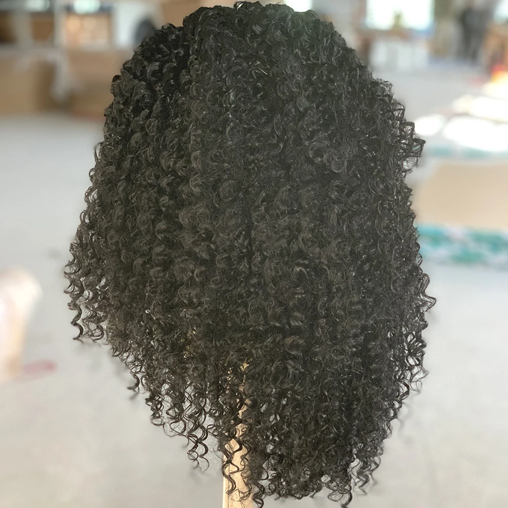 Vogue Kraliçe Siyah Kıvırcık Sentetik Dantel ön peruk ısıya dayanıklı iplik Kinky Kıvırcık Saç Kadınlar İçin Doğal Saç Çizgisi - 1