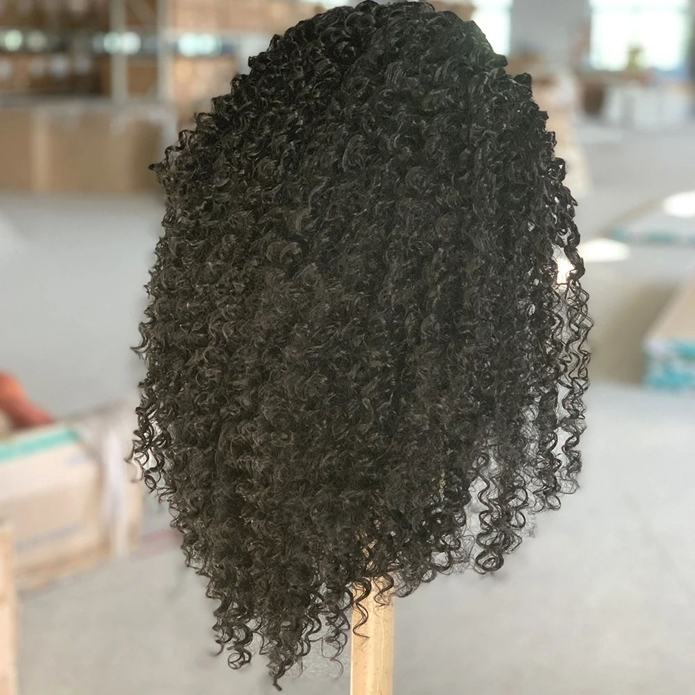 Vogue Kraliçe Siyah Kıvırcık Sentetik Dantel ön peruk ısıya dayanıklı iplik Kinky Kıvırcık Saç Kadınlar İçin Doğal Saç Çizgisi - 3