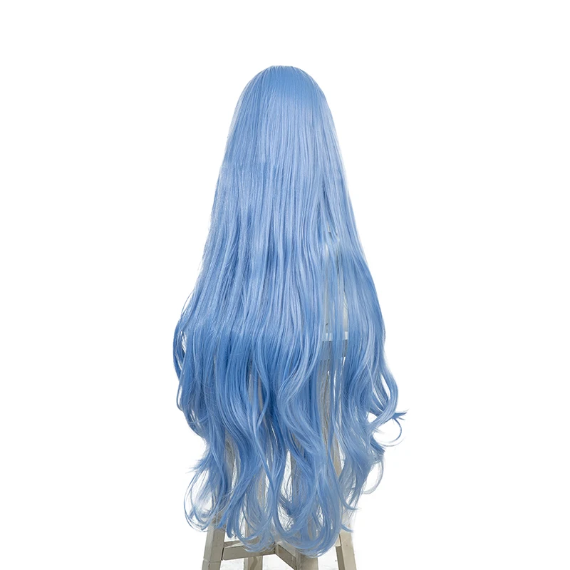 L-email peruk Sentetik Saç EVA Ayanami Rei Cosplay Peruk Anime EVA Peruk 100cm Uzun Mavi Gevşek Dalgalı Kadınlar İsıya Dayanıklı Peruk - 2