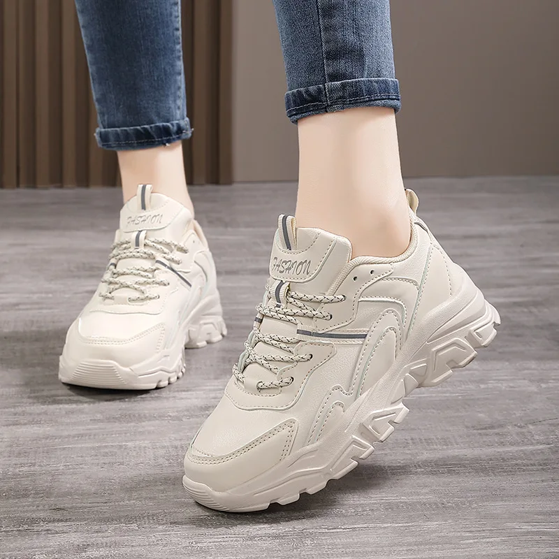2023 Yeni Kadın Rahat spor ayakkabılar Kız Örgü Rahat Tasarımcı Sneaker Eğitmenler Platformu Ayakkabı Öğrenci vulkanize ayakkabı Ekleyin 5cm - 3