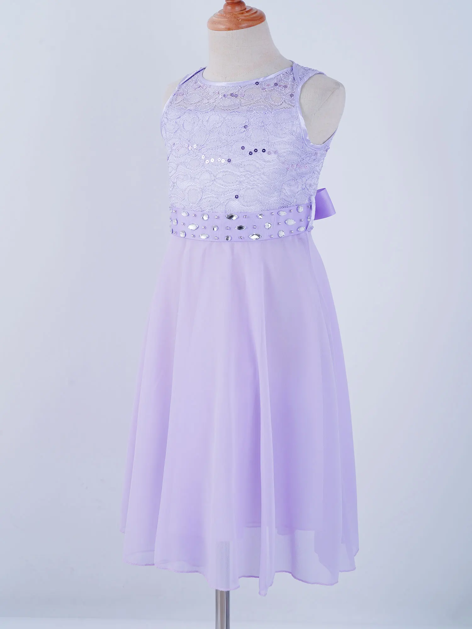 Çocuklar Elbise Küçük gelinlik modelleri Sequins Prenses Dantel Çiçek Kız Elbise Kız Pageant Elbise Düğün Parti Resmi Elbise - 5