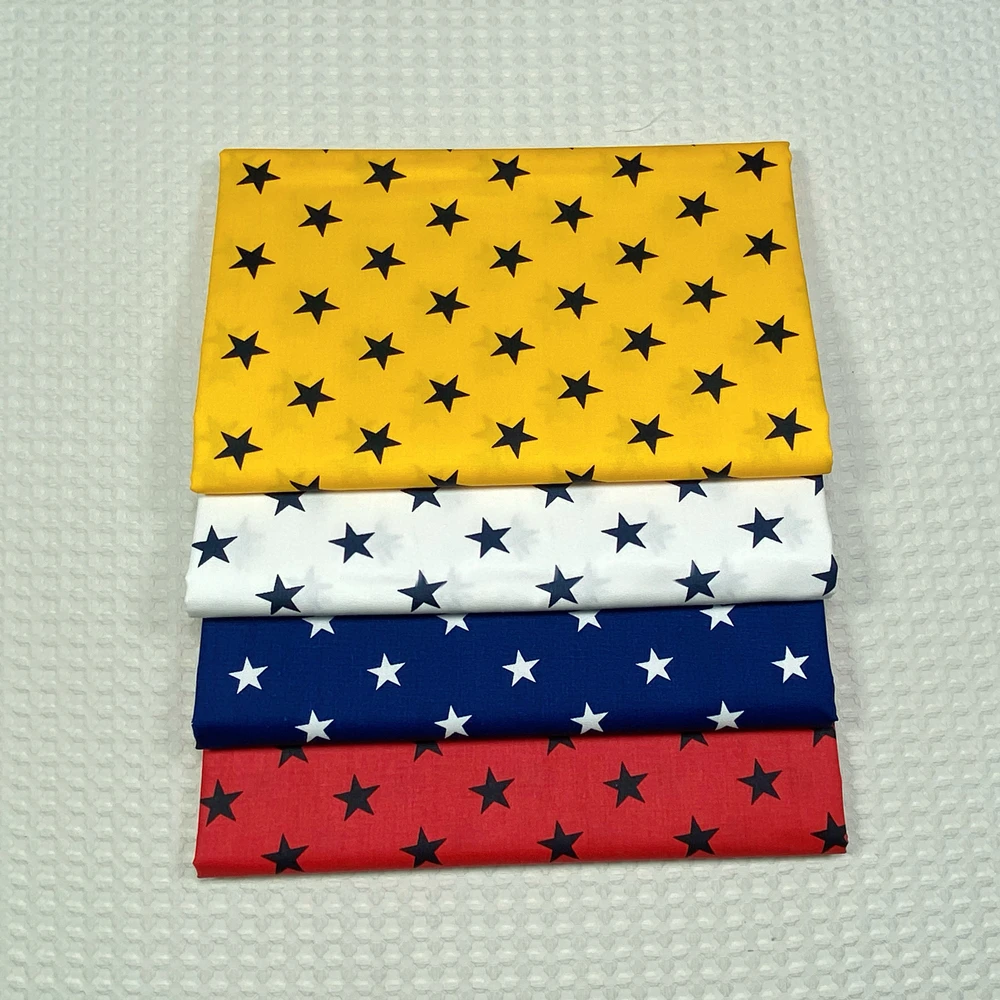 160x50cm 2cm Küçük Sarı Kırmızı Mavi Yıldız Dimi Pamuklu Baskılı Kumaş Dekoratif El Yapımı DIY Dikiş Kumaş - 5
