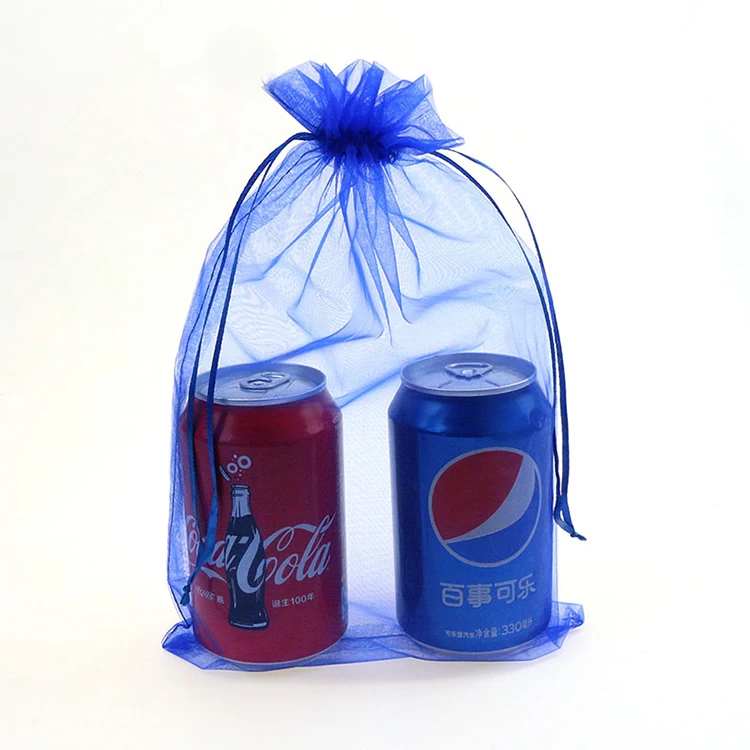 20x30cm Koyu Mavi Organze takı çantaları Düğün hediye keseleri Çay Saklama Torbaları Ambalaj özel logo Baskı 100 adet Toptan - 1