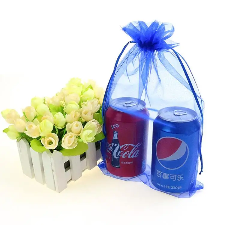 20x30cm Koyu Mavi Organze takı çantaları Düğün hediye keseleri Çay Saklama Torbaları Ambalaj özel logo Baskı 100 adet Toptan - 2