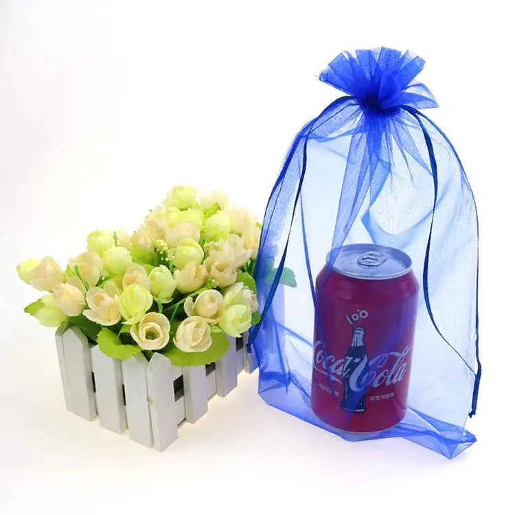 20x30cm Koyu Mavi Organze takı çantaları Düğün hediye keseleri Çay Saklama Torbaları Ambalaj özel logo Baskı 100 adet Toptan - 5
