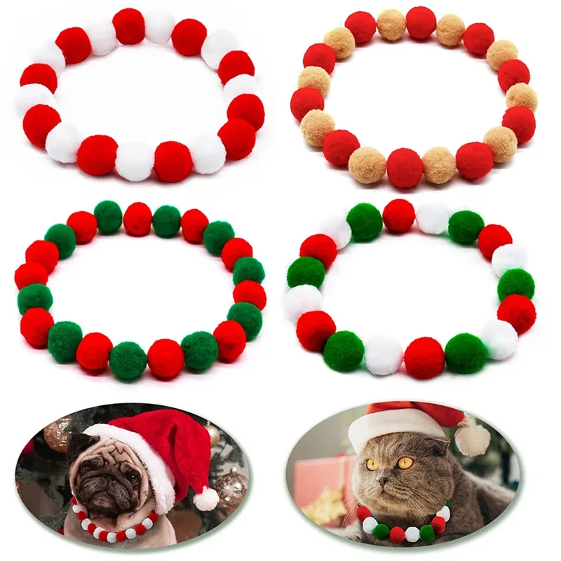 Noel Pet Köpek Gökkuşağı Peluş bilyalı kolye Yaka Pet Köpek Kedi papyon Kravatlar Köpek Bakım Aksesuarları - 0
