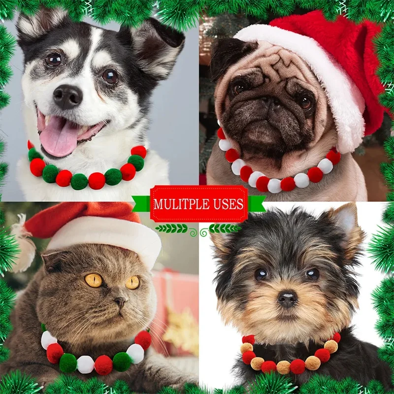 Noel Pet Köpek Gökkuşağı Peluş bilyalı kolye Yaka Pet Köpek Kedi papyon Kravatlar Köpek Bakım Aksesuarları - 2