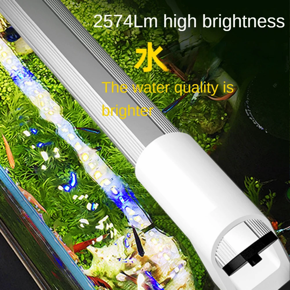 Alüminyum balık tankı ışık Led tam spektrum akvaryum parlatıcı su geçirmez klip su bitki aydınlatma floresan fikstür 8-146CM - 0