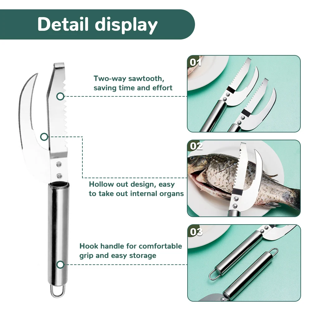 Çok işlevli paslanmaz çelik balık pulu temizleyicisi Balık Maw Bıçak Mutfak Aksesuarları Balık Bıçağı Mutfak Piknik mutfak gereçleri - 2