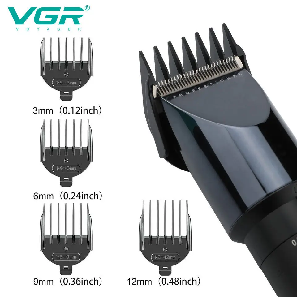 VGR pet saç düzeltici V698 USB şarj edilebilir saç kesme makinesi güçlü berber yağ kafa kesme beyazlatma gravür saç oyma LCD - 3