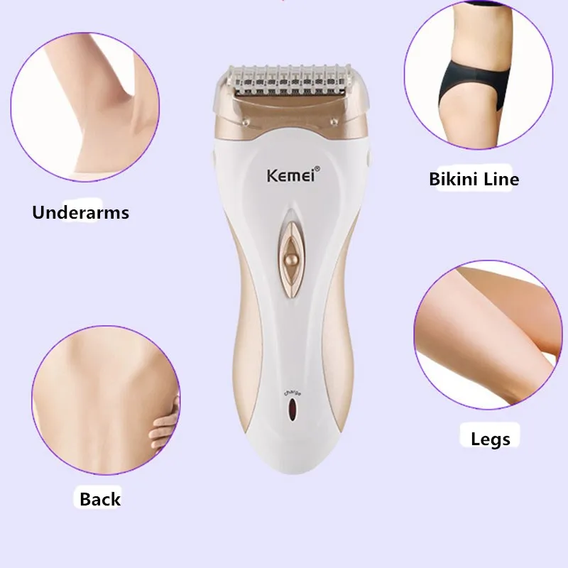 Kemei Şarj Edilebilir Elektrikli Akülü Kadın Tıraş Makinesi Tıraş Makinesi Kazıma Saç Çıkarıcı kadın bikinisi Koltukaltı Dudak Epilasyon - 4