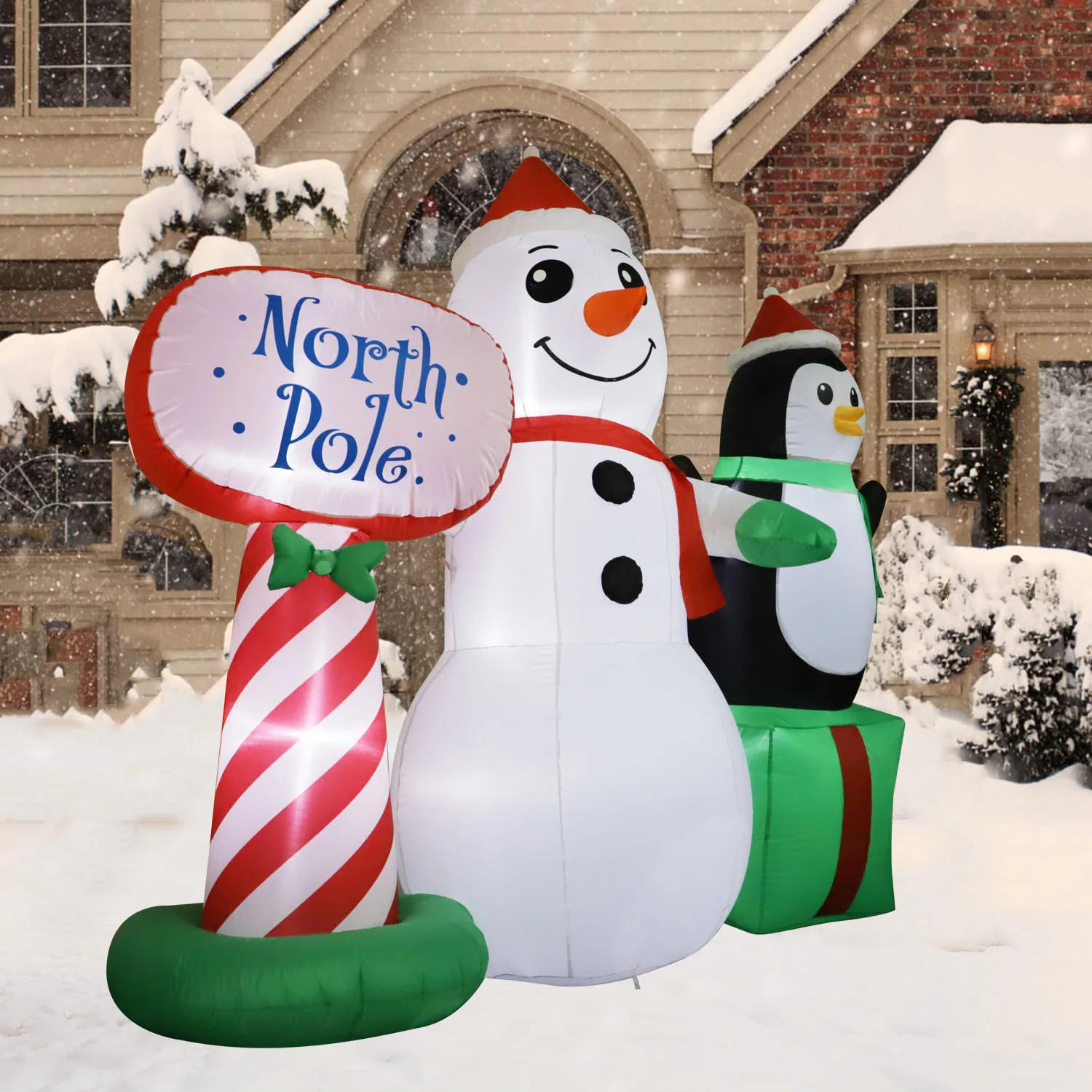 Noel şişme açık hava süslemeleri 2.1 m şişme kardan adam penguen kılavuz noel süslemeleri LED ışıkları ile oyuncaklar - 1