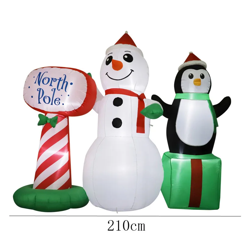 Noel şişme açık hava süslemeleri 2.1 m şişme kardan adam penguen kılavuz noel süslemeleri LED ışıkları ile oyuncaklar - 2