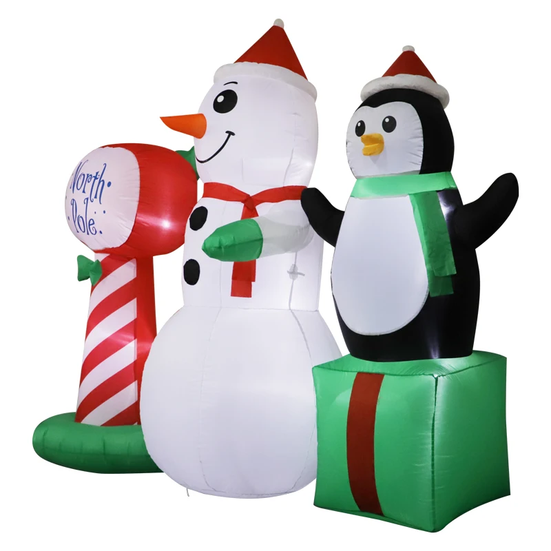 Noel şişme açık hava süslemeleri 2.1 m şişme kardan adam penguen kılavuz noel süslemeleri LED ışıkları ile oyuncaklar - 3