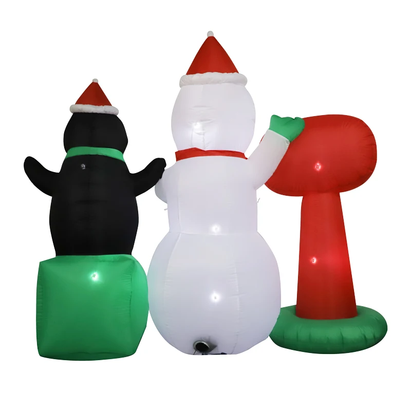Noel şişme açık hava süslemeleri 2.1 m şişme kardan adam penguen kılavuz noel süslemeleri LED ışıkları ile oyuncaklar - 4