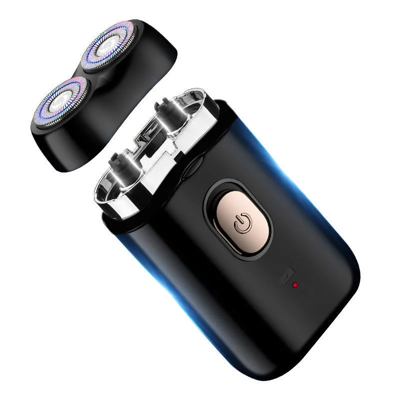 Erkek çift yüzen kafa elektrikli tıraş makinesi USB şarj edilebilir kuru ıslak sakal tıraş makinesi saç düzeltici yüz jilet su geçirmez - 1
