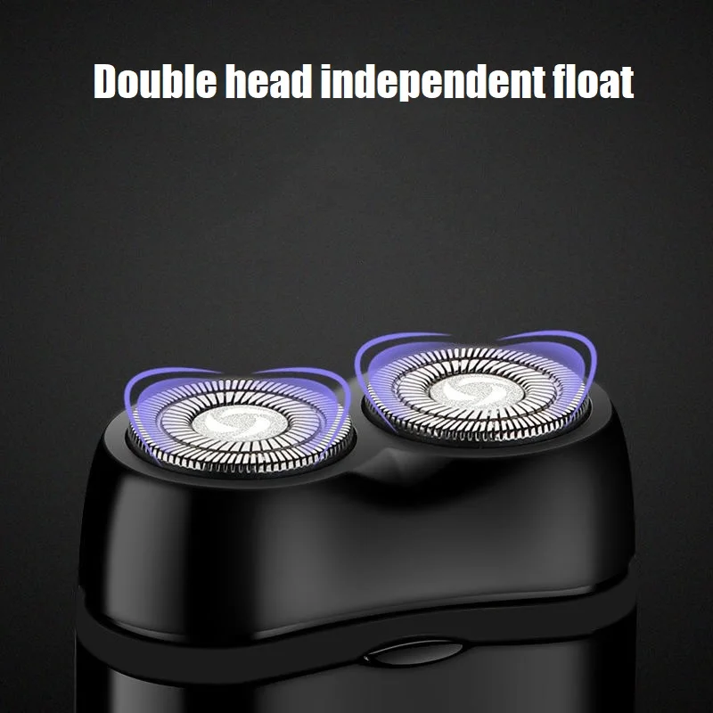 Erkek çift yüzen kafa elektrikli tıraş makinesi USB şarj edilebilir kuru ıslak sakal tıraş makinesi saç düzeltici yüz jilet su geçirmez - 4