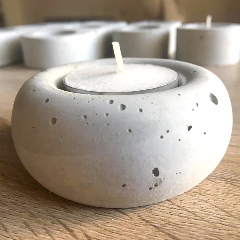 Yuvarlak Mumluk Silikon Kalıpları DIY Çimento Sıva Mum Kavanoz Pot Yapma Malzemeleri Şamdan Kalıp Ev Dekor El Yapımı Hediye - 2