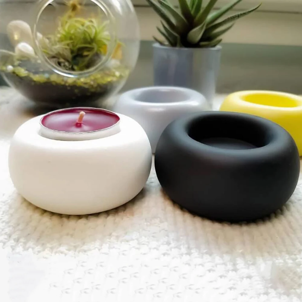 Yuvarlak Mumluk Silikon Kalıpları DIY Çimento Sıva Mum Kavanoz Pot Yapma Malzemeleri Şamdan Kalıp Ev Dekor El Yapımı Hediye - 4