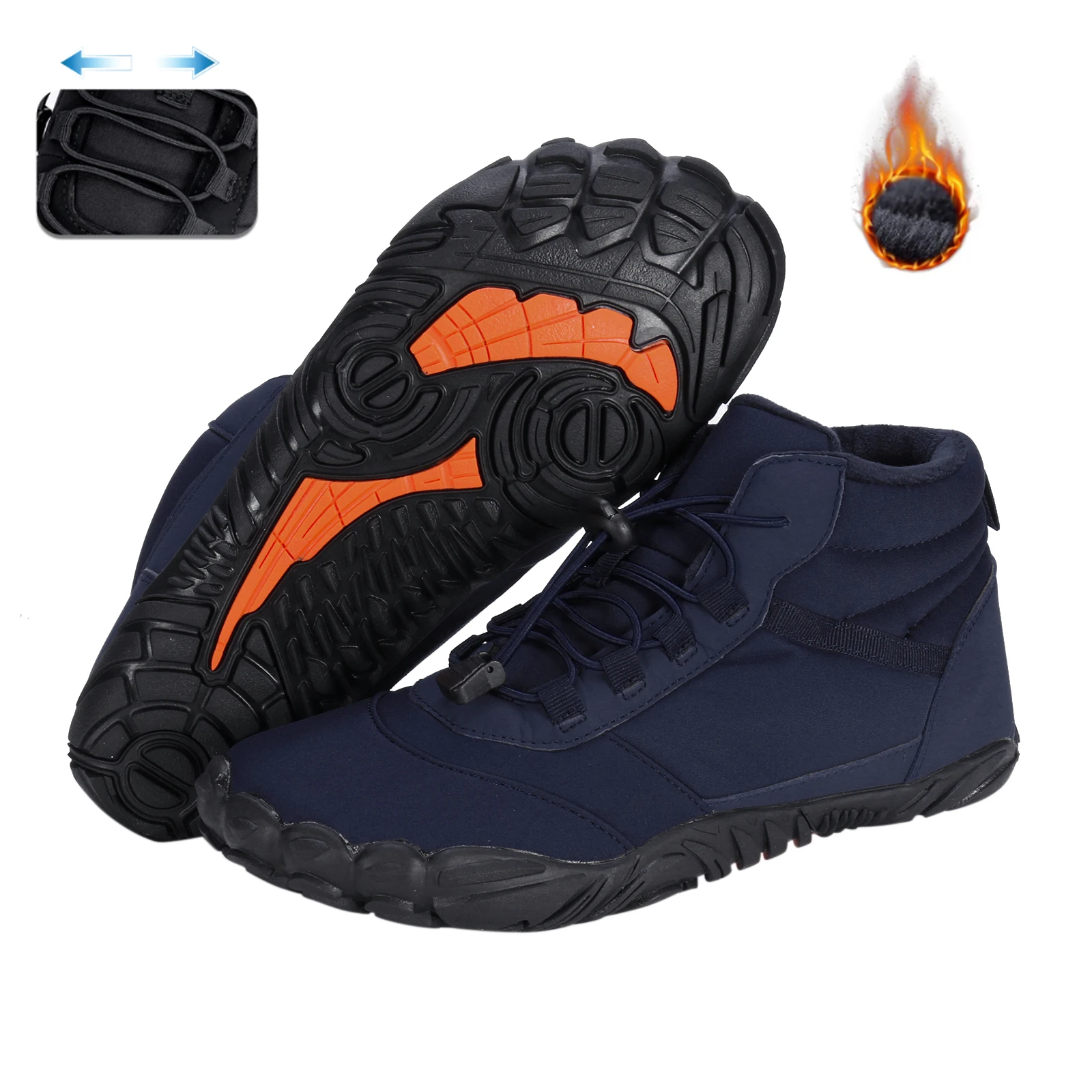 Kış Sıcak Koşu Sneakers Kadın Erkek Kauçuk Koşu Yalınayak Ayakkabı Su Geçirmez Kaymaz Nefes Trekking Tırmanma için - 0