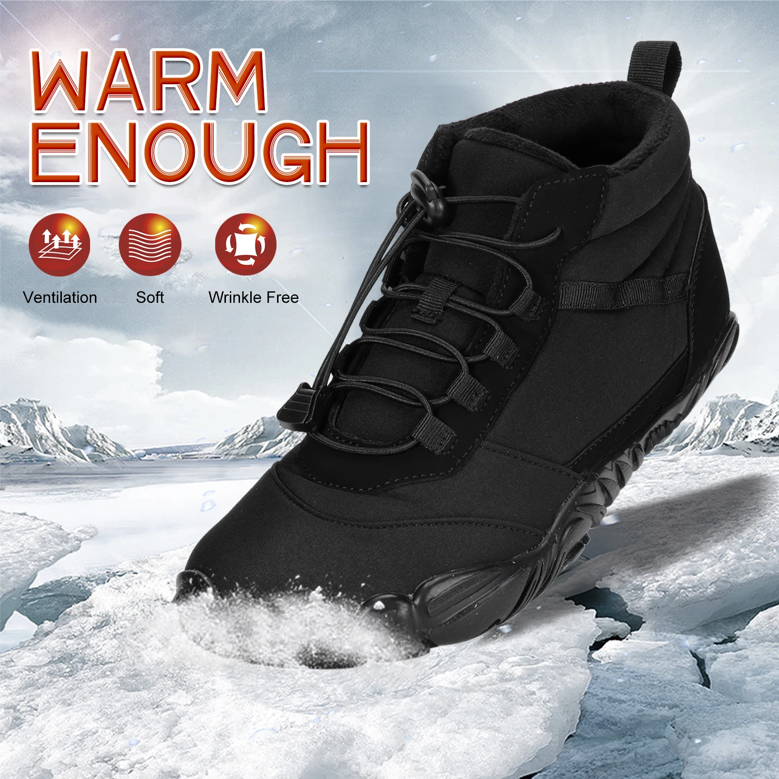 Kış Sıcak Koşu Sneakers Kadın Erkek Kauçuk Koşu Yalınayak Ayakkabı Su Geçirmez Kaymaz Nefes Trekking Tırmanma için - 1
