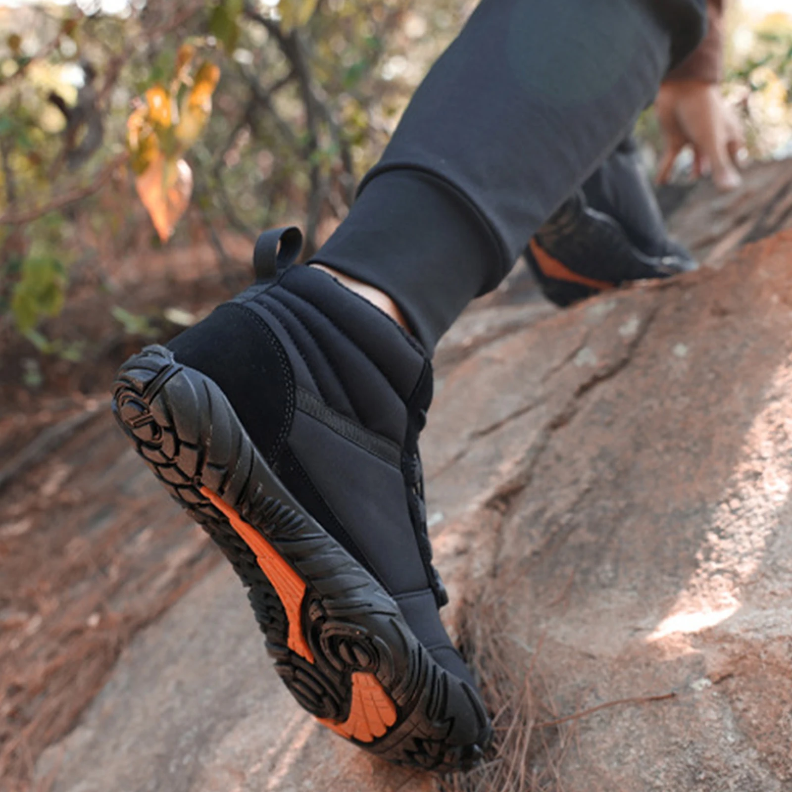 Kış Sıcak Koşu Sneakers Kadın Erkek Kauçuk Koşu Yalınayak Ayakkabı Su Geçirmez Kaymaz Nefes Trekking Tırmanma için - 4