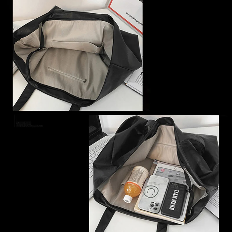 Büyük Kapasiteli Kadın Deri Çanta 2022 Açık Rahat omuzdan askili çanta Su Geçirmez Haftasonu Seyahat Spor spor çantaları Tote XA821D - 3