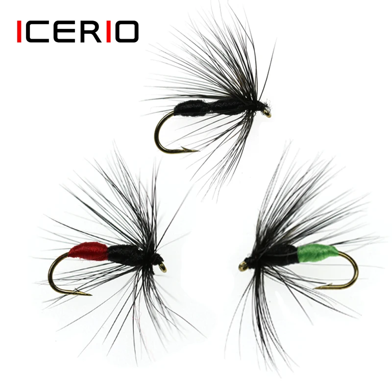 ICERIO 12 ADET Kırmızı / Yeşil / Siyah Karınca Kuru Sinek Alabalık Balıkçılık Cazibesi Yemler #10 - 0