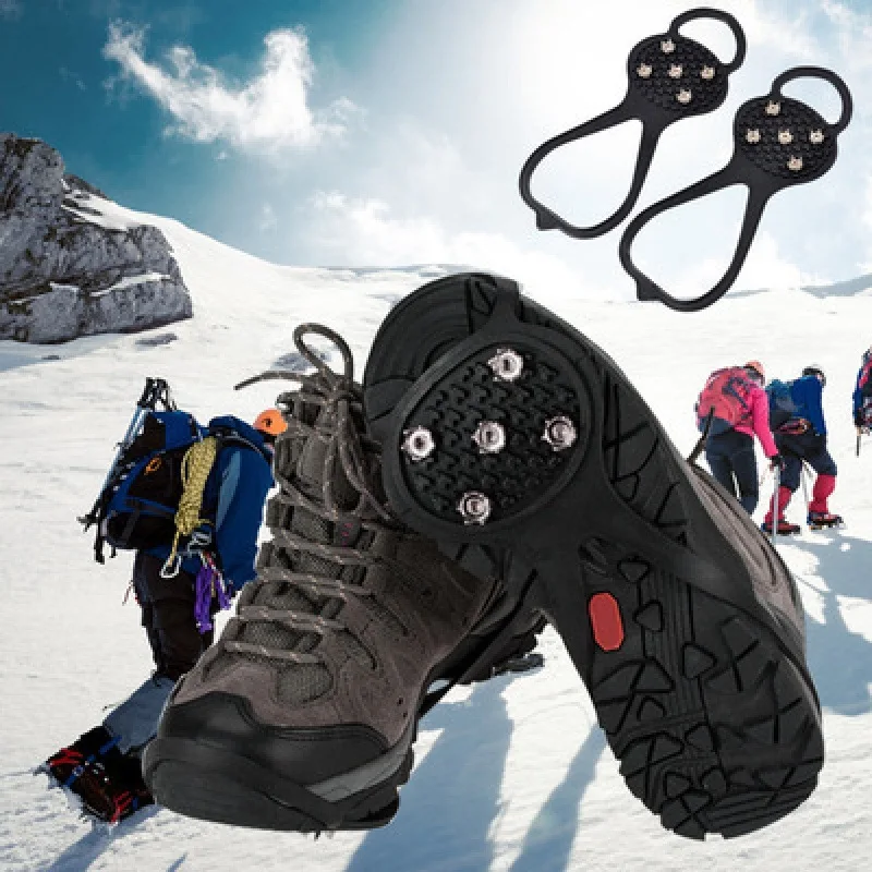 1 Çift Profesyonel Tırmanma Krampon 8 Çiviler Anti-Skid Buz Kar Kamp yürüyüş ayakkabısı Başak Kavrama Kış Açık Ekipman - 3